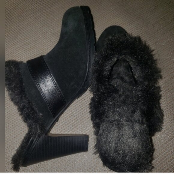 Size 10 BOC Born Womens Shoes Black Leather Mule Clog Slide Slip On Heeled boot - Picture 5 of 6